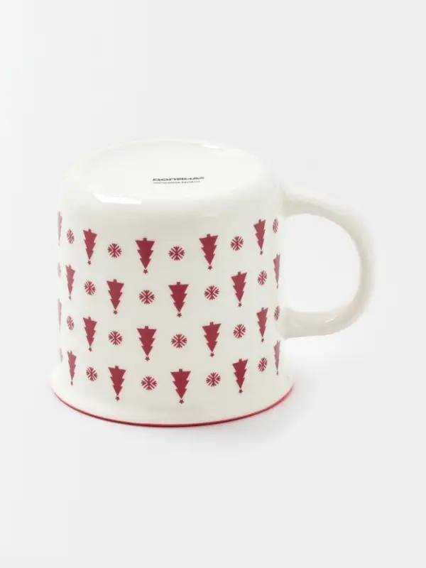 Кружка Доляна «Новый год. Ёлочки», 380 мл, фарфор, белая