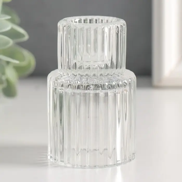 Подсвечник стекло  Подсвечник стекло "Цилиндр. Столбик" двухсторонний прозрачный d- 2 и 3,5 см 4,2х4,2х6,8 см