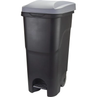 Контейнер-бак мусорный IDEA 85л с педалью на колесах серая крышка