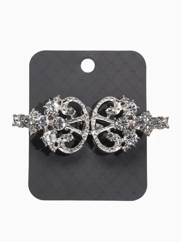 Зажим для кардигана Зажим для кардигана "Ажур", пика, цвет белый в серебре