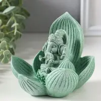 Сувенир полистоун "Лотос и Ганеша" зелёный 12,5х12,5х11 см
