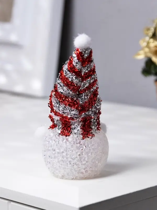 Ёлочная игрушка &laquo;Красный снеговичок&raquo;, 8 см, 1 LED, от батареек AG13&times;3, свечение мульти (RGB)