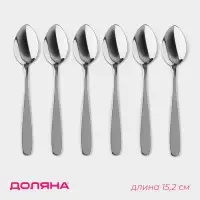 Набор чайных ложек Доляна «Симпли», длина 15,2 см, 6 шт, цвет серебряный
