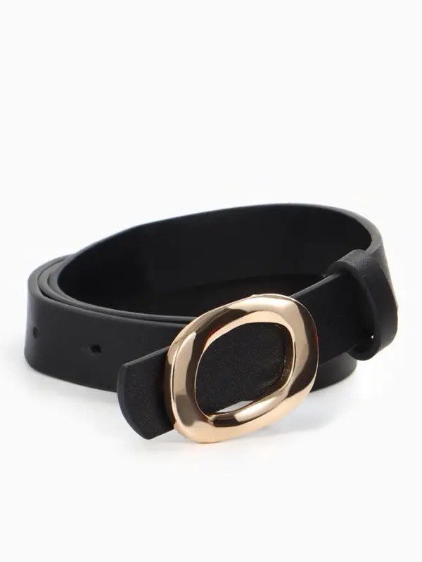 Ремень женский, гвоздик, золотистая пряжка, 2.3&times;105 см, чёрный