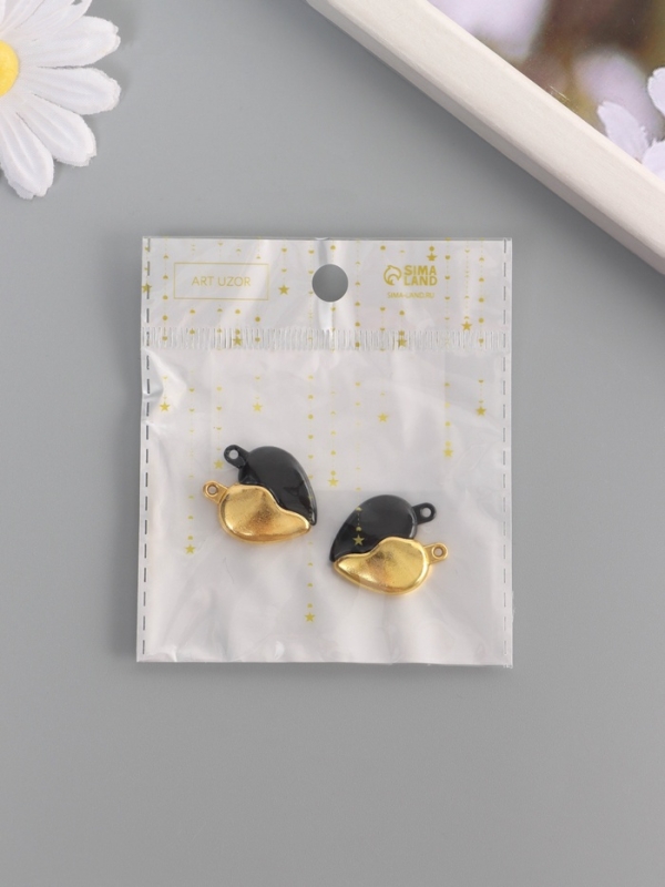 Замок магнитный металл Замок магнитный металл "Вторая половинка, сердце" набор 2 шт чёрно-золотой 2,6х2,2 см