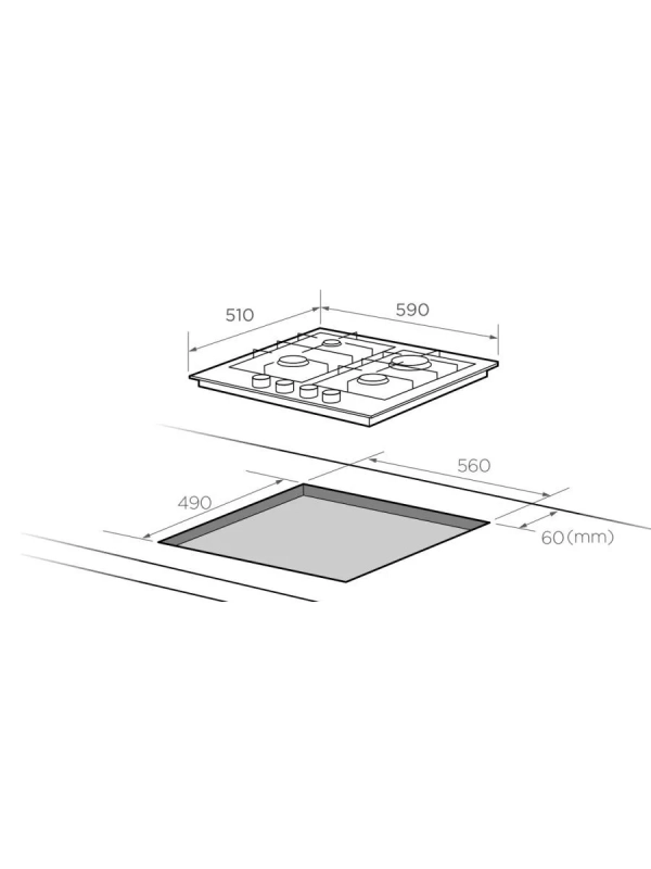 Газовая варочная панель CGH610X, 4 конфорки, WOK, нерж сталь Газовая варочная панель CGH610X, 4 конфорки, WOK, нерж сталь