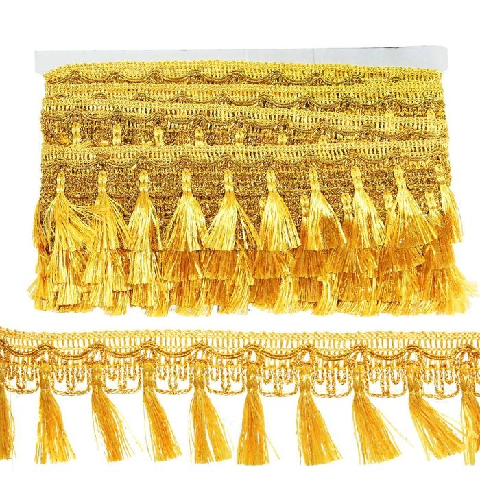 Тесьма золото с кисточками, ширина 5 см, в упаковке 10 м Тесьма золото с кисточками, ширина 5 см, в упаковке 10 м