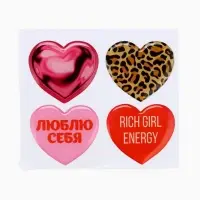 Объёмные 3D стикеры на телефон «Сердца», 4 шт., 3×3 см Объёмные 3D стикеры на телефон «Сердца», 4 шт., 3×3 см