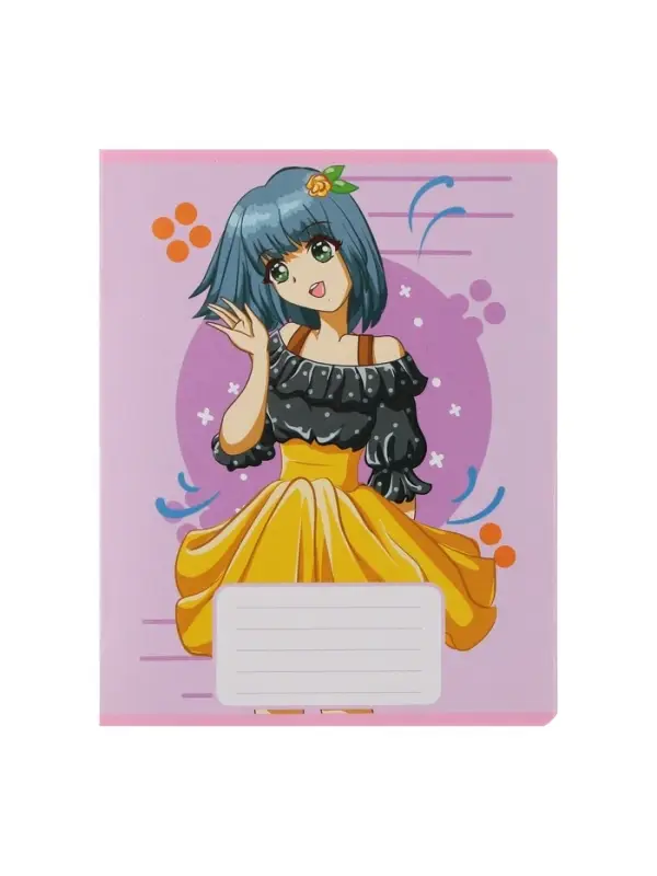 Комплект тетрадей из 10 штук, 12 листов в частую косую линию Calligrata "Аниме", обложка мелованный картон, ВД-лак, блок офсет, 5 видов по 2 штуки