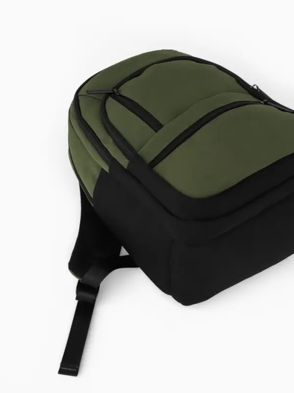 Рюкзак, 26*14*39 см, 2 отд 5н/карм, Комби, Водонепрон. дно, зеленый/черн