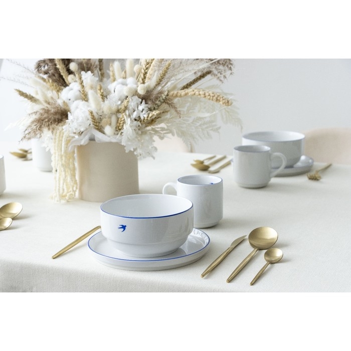 Тарелка плоская керамическая «Ласточка», 20 см, цвет белый Тарелка плоская керамическая «Ласточка», 20 см, цвет белый