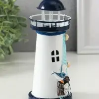 Сувенир настольный "Маяк с птицей" сетка, синий, 3хLR1130, RGB, LED 7,5х7,5х18 см Сувенир настольный "Маяк с птицей" сетка, синий, 3хLR1130, RGB, LED 7,5х7,5х18 см