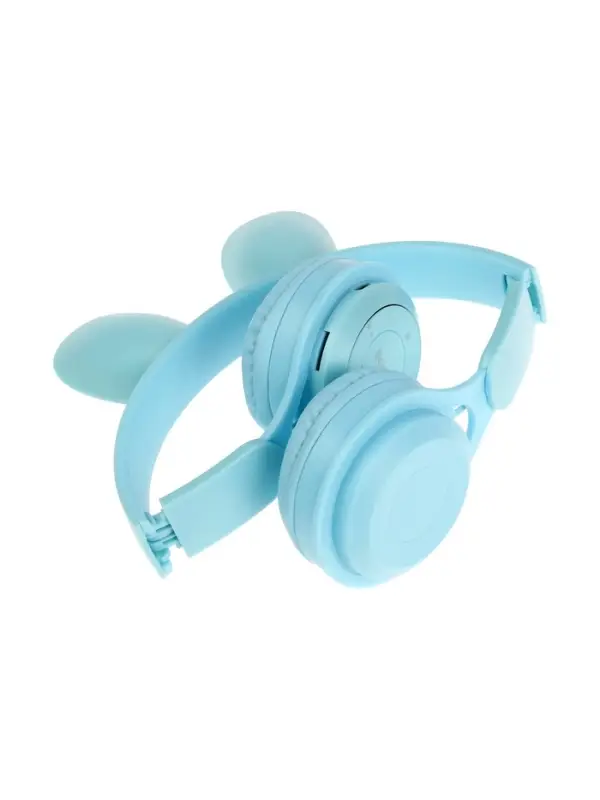 Наушники детские, беспроводные, накладные, с ушками зайца, Y08R, Bluetooth 5.1, с микрофоном, с подсветкой, 400 мАч, синий