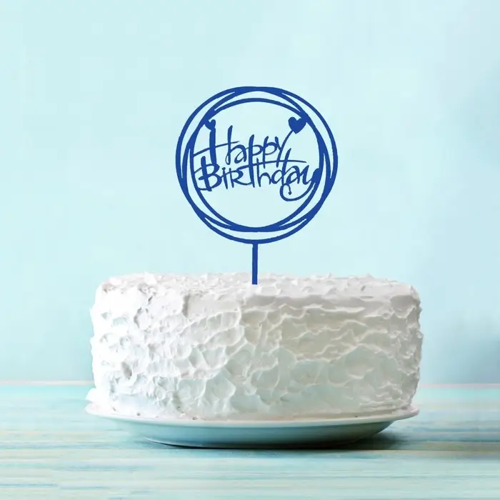 Топпер для торта &laquo;С днём рождения&raquo;, синий