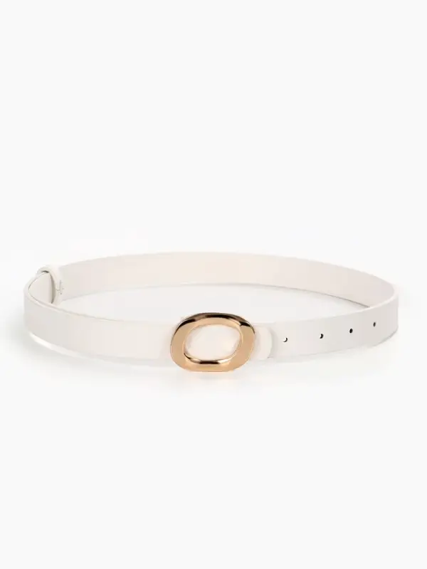 Ремень женский, гвоздик, золотистая пряжка, 2.3&times;106 см, белый