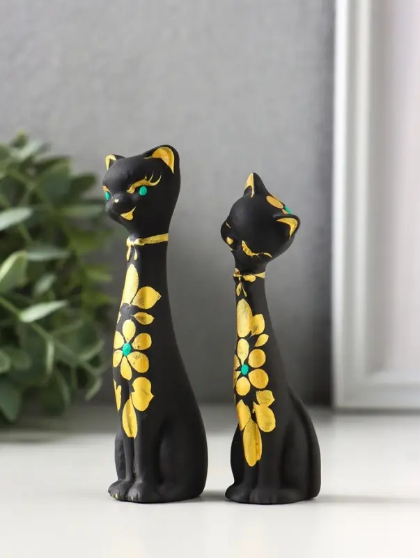Набор фигурок 2 шт. керамика &laquo;Love - коты&raquo;, 11 см, черный