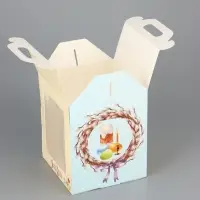 Коробка подарочная пасхальная с окном, с фронтальной загрузкой «Верба» 15×15×18 см