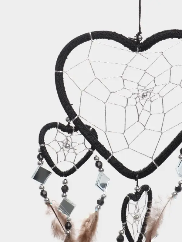 Ловец снов &laquo;Пять черных сердец&raquo;, 0.7&times;16&times;45 см