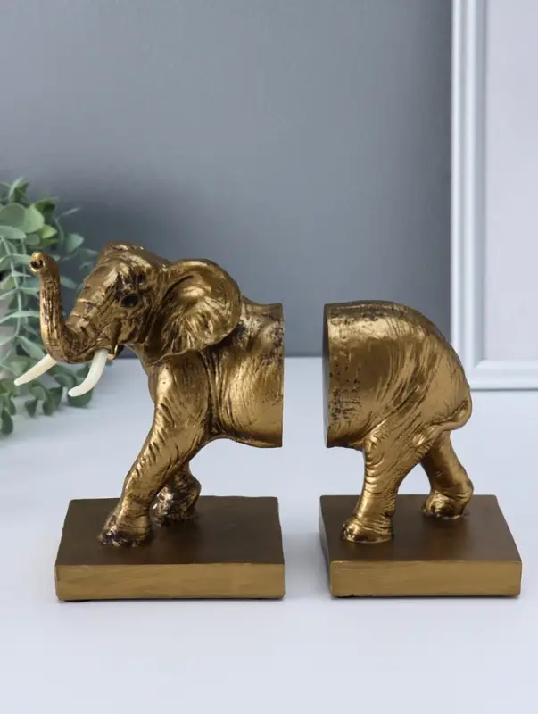 Держатели для книг полистоун "Слон" набор 2 шт 12х21х18 см