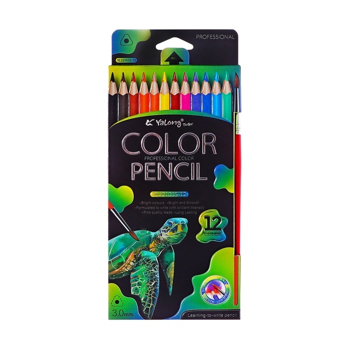 Карандаши акварельные 12 цветов, в картонной коробке, треугольные,дер, с кист,Животные МИКС Карандаши акварельные 12 цветов, в картонной коробке, треугольные,дер, с кист,Животные МИКС