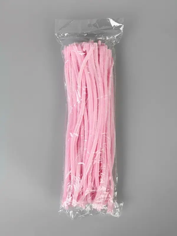 Синельная проволока, набор 100 шт, размер 1 шт 30х0,8 см, цвет розовый