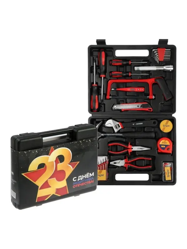 Набор инструментов в кейсе ТУНДРА &laquo;23 ФЕВРАЛЯ&raquo;, в подарочной упаковке, 31 предмет
