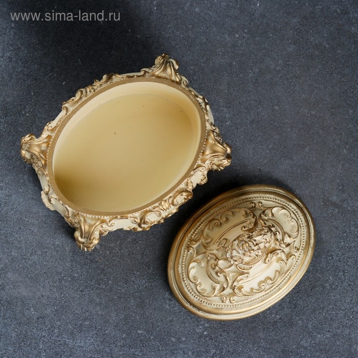 Шкатулка, слоновая кость/золото 15х12х14см Шкатулка, слоновая кость/золото 15х12х14см