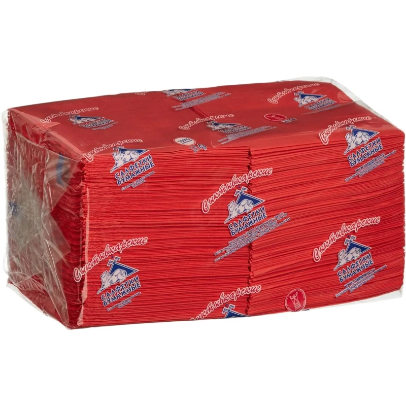 Салфетки бумажные 2 сл 23х24 см красные 250 шт/уп