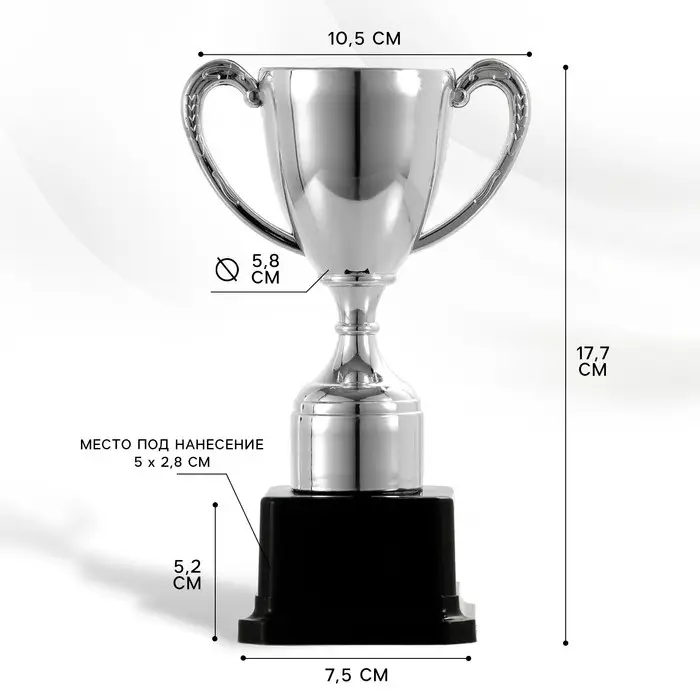 Кубок 113, наградная фигура, серебро, подставка пластик, 17.7 см