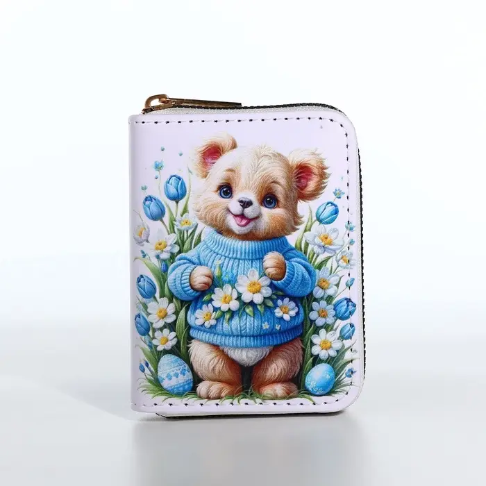 Кошелёк на молнии &laquo;Мишка&raquo;, детский, с принтом, белый