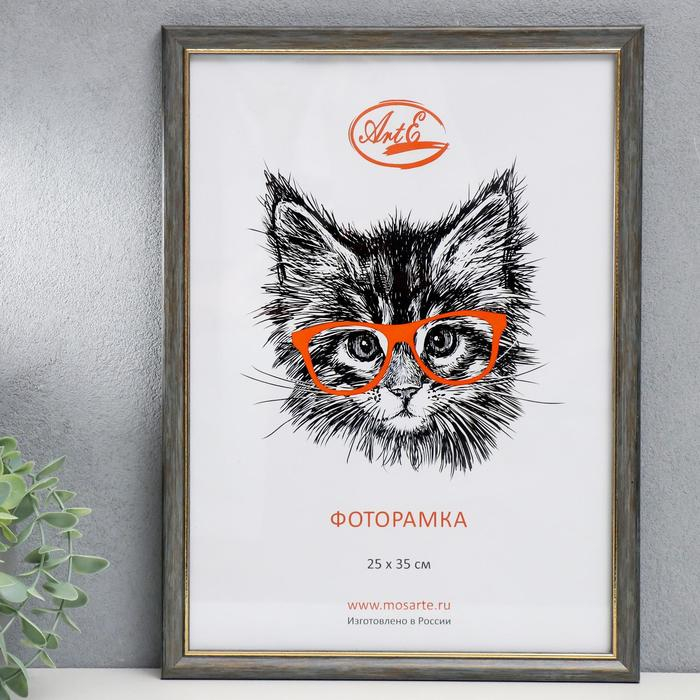 Фоторамка пластик 25х35 см, серый с золотом (пластиковый экран) Фоторамка пластик 25х35 см, серый с золотом (пластиковый экран)