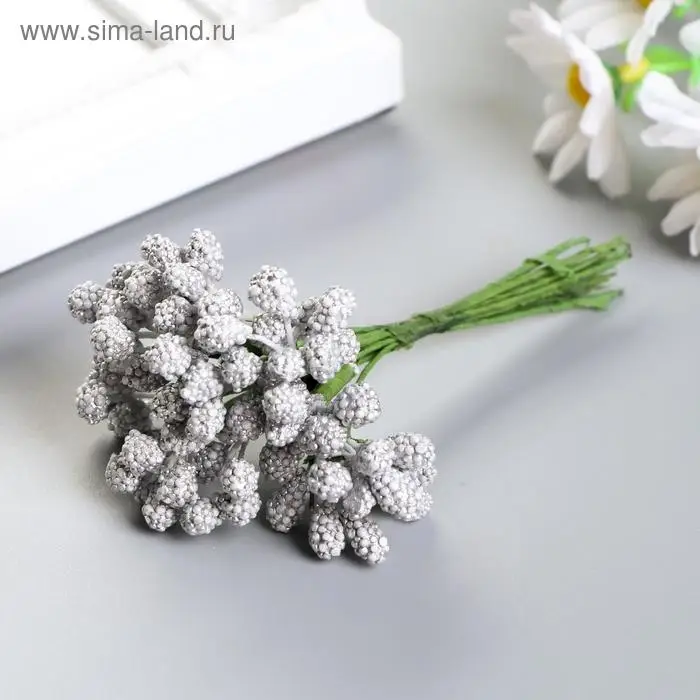 Декор веточка Декор веточка " Шишечки золото/серебро" (набор-букет 12 веточек) 9 см