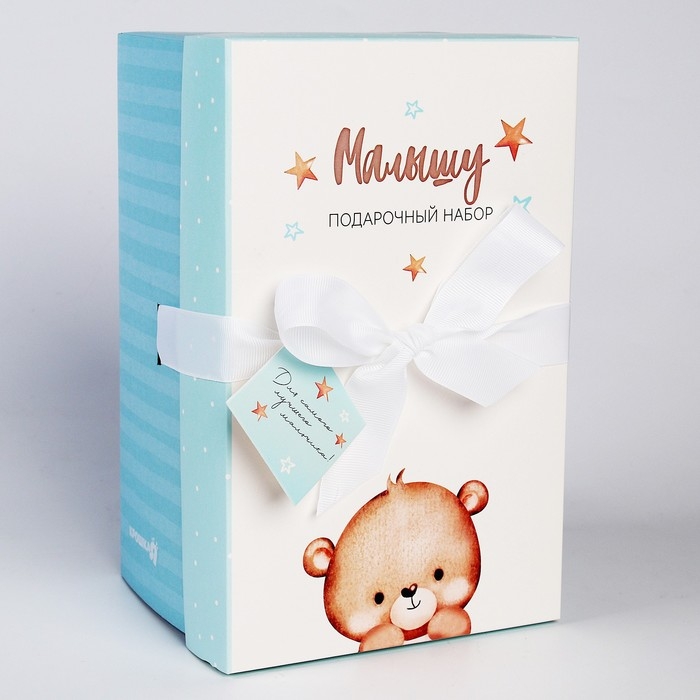 Подарочный набор: мягкая игрушка «Медвежонок» + держатель для пустышки, 23 см, голубой Подарочный набор: мягкая игрушка «Медвежонок» + держатель для пустышки, 23 см, голубой