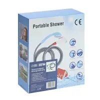 Портативный походный душ ZEIN: лейка, шланг, помпа с USB-кабелем, держатель, крючок
