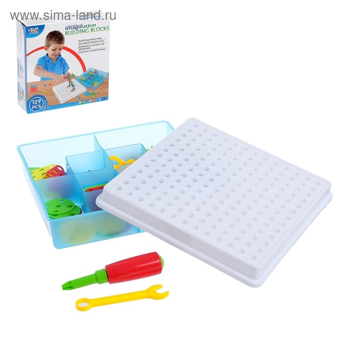 Конструктор с болтовым соединением «Забавные фигуры», с отвёрткой и ключом, 129 деталей Конструктор с болтовым соединением «Забавные фигуры», с отвёрткой и ключом, 129 деталей