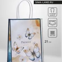 Пакет подарочный крафтовый Present for you 15×21×8 см, 120 г/м²
