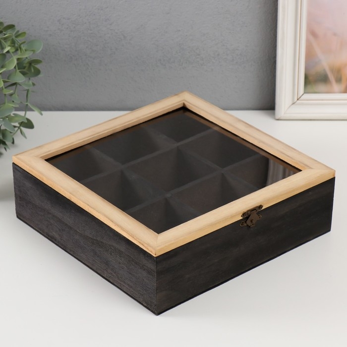 Шкатулка дерево с делениями  Шкатулка дерево с делениями "Квадратная" 24х24х7,5 см