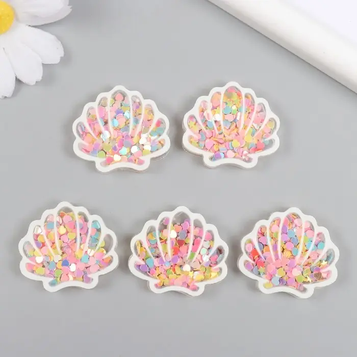 Шейкер для творчества акрил "Ракушка" с глиттером 0,5х3,5х3,1 см