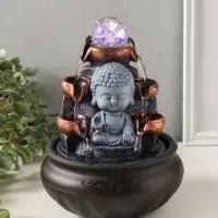 Фонтан настольный от сети, подсветка "Будда - мудра" 16х16х22 см