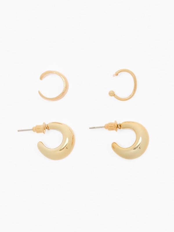 Набор серьги и каффы 4 шт. «Бублик», цвет золото