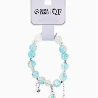 Браслет с подвесками &laquo;Сахарный. лошадка&raquo;, d=6 см, шар №10/8, белый, голубой в серебре