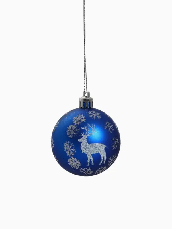 Ёлочные игрушки &laquo;Северный олень&raquo;, шары новогодние, d=6 см, набор 8 шт., синий
