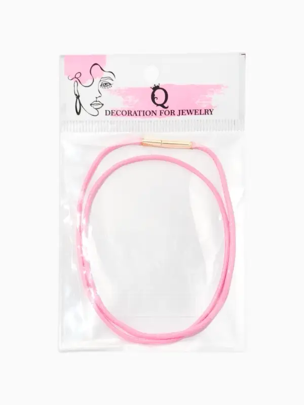 Шнурок вощеный 40см d=2 мм, винтовой замок, нейлон, цвет розовый с золотом