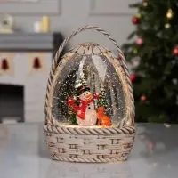 Светодиодная фигура &laquo;Снежная корзинка&raquo;, 20.3&times;15&times;9 см, музыка, от батареек ААх3, USB, свечение тёплое белое