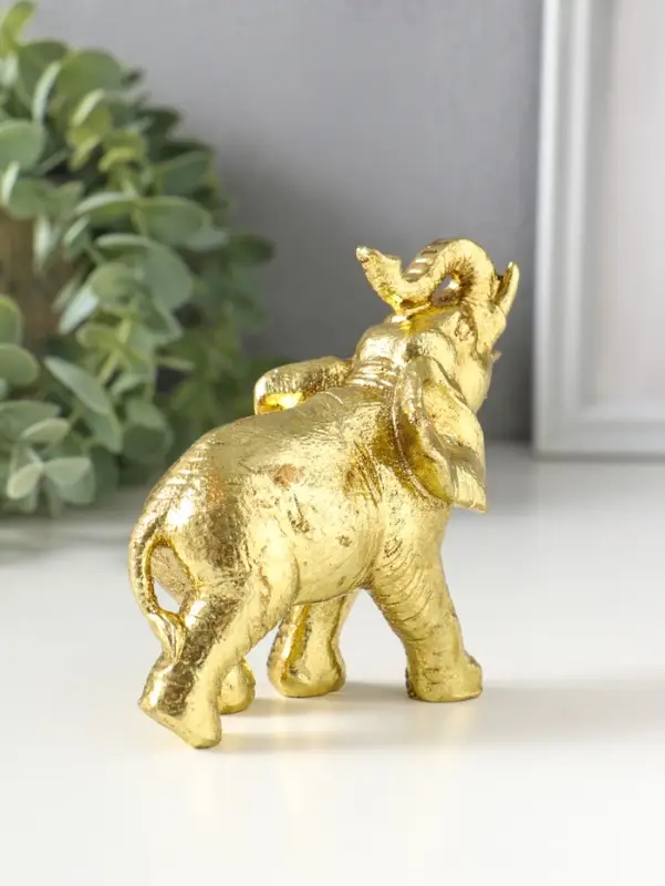 Сувенир полистоун "Золотой слонёнок" 10х5х9,5 см