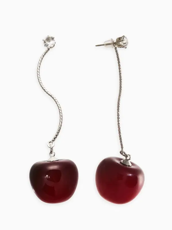 Серьги &laquo;Черешня&raquo;, бордовые в серебре