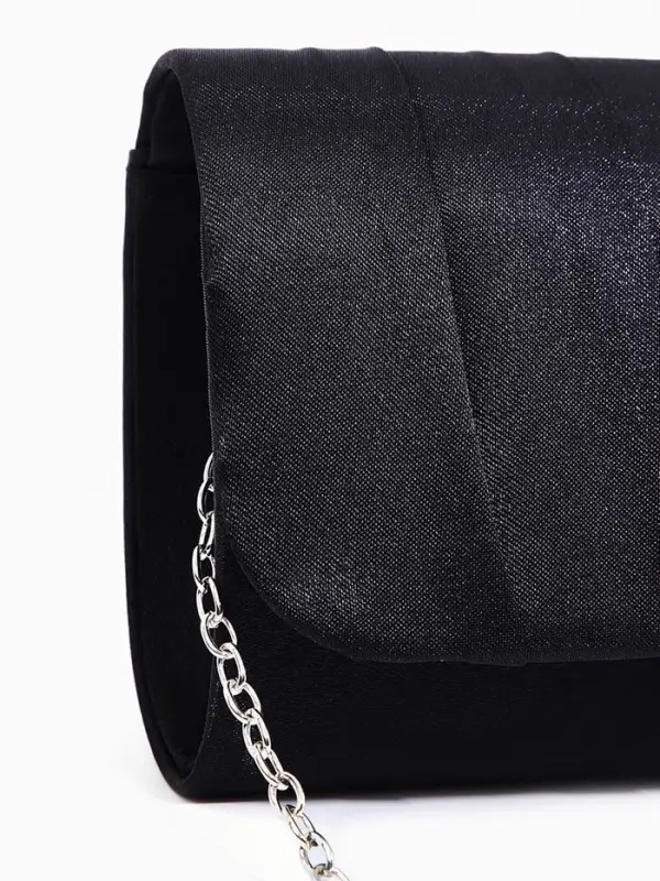 Сумка-клатч вечерняя на магните, на цепочке, чёрная