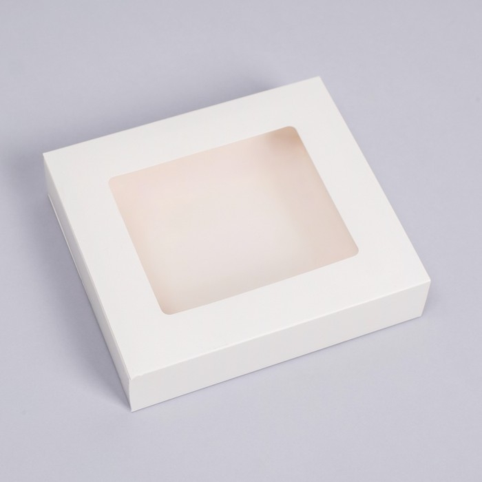 Коробка подарочная складная, упаковка, пенал, с окном, белая, 18 х 16 х 4 см Коробка подарочная складная, упаковка, пенал, с окном, белая, 18 х 16 х 4 см