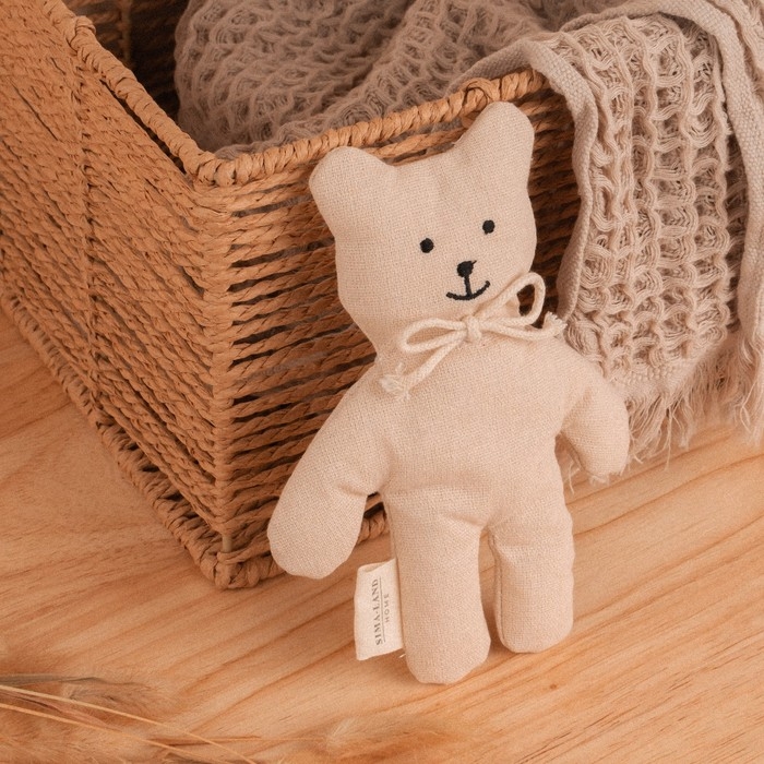 Мягкая игрушка &laquo;Мишка&raquo;, с бантиком, 17 см, цвет бежевый
