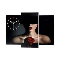 Часы-картина настенные, модульные &laquo;Девушка с розой&raquo;, бесшумные, 58&times;78 см, триптих